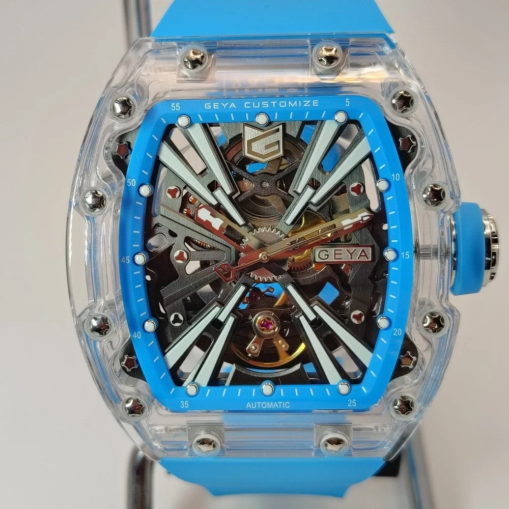 2026 Geya G78190 Crystal Shell Series 55mm Mens Automatic Watch Full Box Set